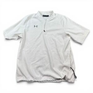 Under Armour Pullover Mens Medium White Short Sleeve 1/4 Zip Athletic Top